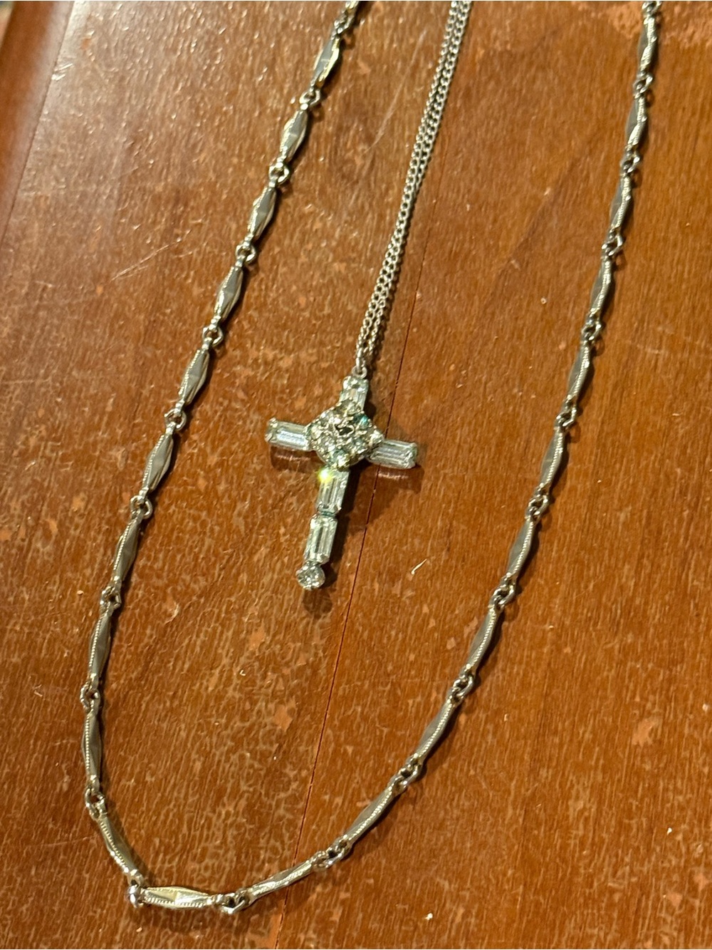Vintage Stacked Necklace Set. Sterling Stanhope And Chain With Monet Chain